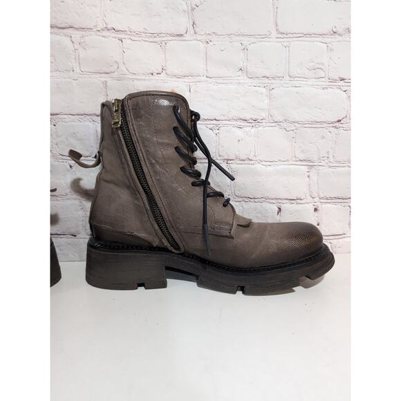 A.S. 98 Boots Lukie Brown Leather Shearling Lined Combat Ankle Boots Sz 40 AS 98 - Picture 14 of 16